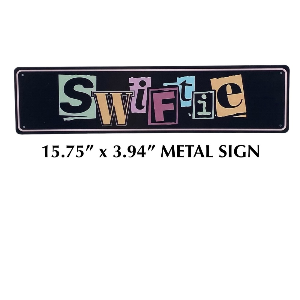 Taylor Swift SWIFTIE Metal Sign Home Room Wall Decor Black with Colorful Letters